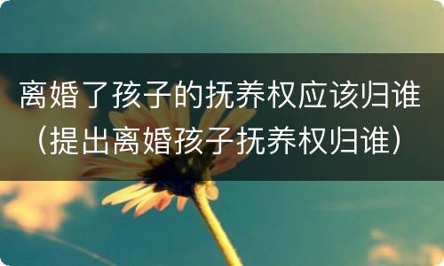 离婚了孩子的抚养权应该归谁（提出离婚孩子抚养权归谁）