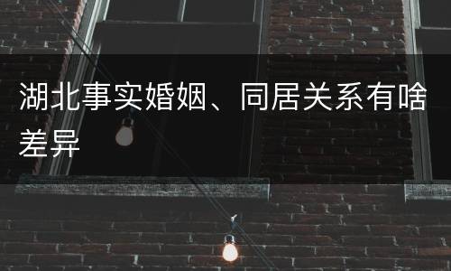 湖北事实婚姻、同居关系有啥差异