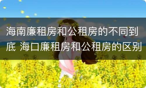 海南廉租房和公租房的不同到底 海口廉租房和公租房的区别