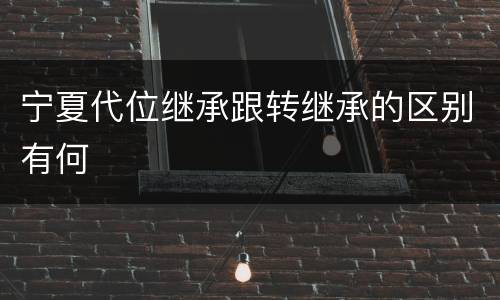 宁夏代位继承跟转继承的区别有何
