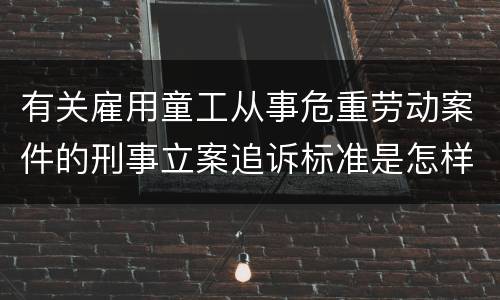 有关雇用童工从事危重劳动案件的刑事立案追诉标准是怎样的