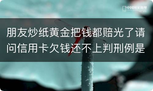 朋友炒纸黄金把钱都赔光了请问信用卡欠钱还不上判刑例是怎么规定