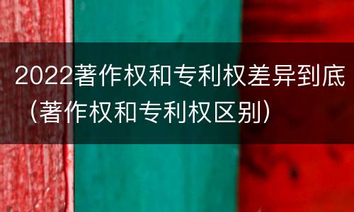 2022著作权和专利权差异到底（著作权和专利权区别）