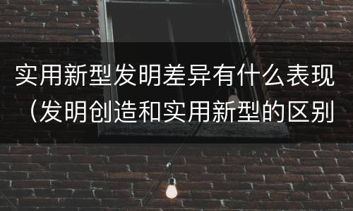 实用新型发明差异有什么表现（发明创造和实用新型的区别）