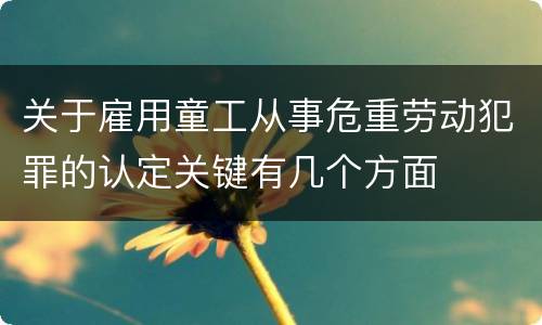 关于雇用童工从事危重劳动犯罪的认定关键有几个方面