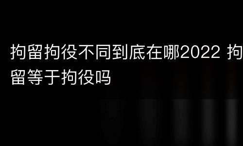 拘留拘役不同到底在哪2022 拘留等于拘役吗
