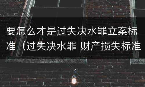 要怎么才是过失决水罪立案标准（过失决水罪 财产损失标准）