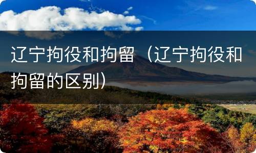 辽宁拘役和拘留（辽宁拘役和拘留的区别）