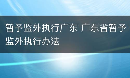 暂予监外执行广东 广东省暂予监外执行办法