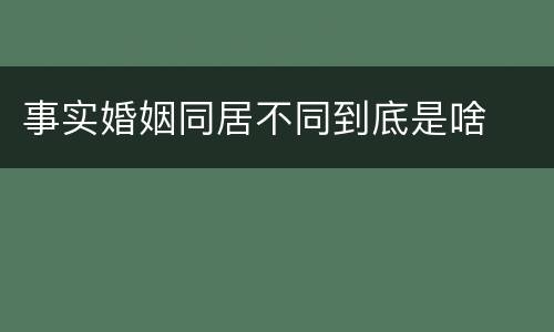 事实婚姻同居不同到底是啥