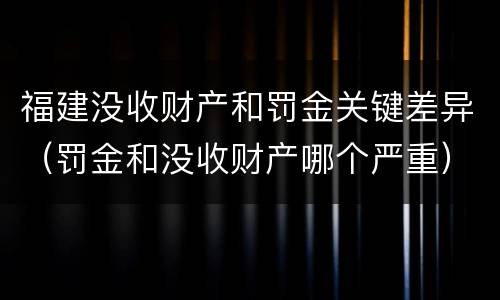 福建没收财产和罚金关键差异（罚金和没收财产哪个严重）