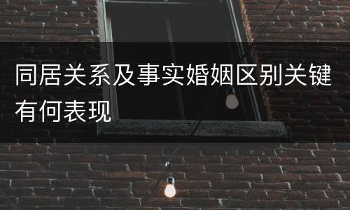 同居关系及事实婚姻区别关键有何表现