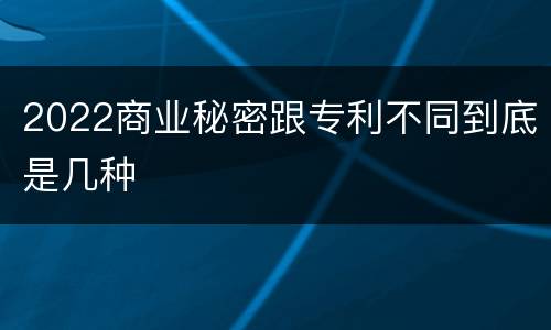 2022商业秘密跟专利不同到底是几种