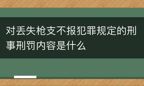 对丢失枪支不报犯罪规定的刑事刑罚内容是什么