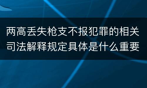 两高丢失枪支不报犯罪的相关司法解释规定具体是什么重要内容