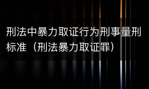 刑法中暴力取证行为刑事量刑标准（刑法暴力取证罪）