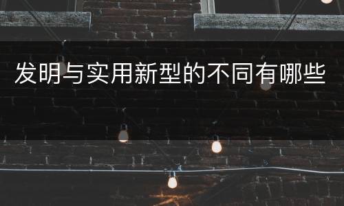 发明与实用新型的不同有哪些