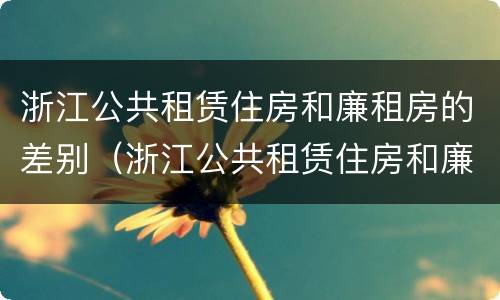 浙江公共租赁住房和廉租房的差别（浙江公共租赁住房和廉租房的差别在哪）