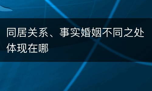 同居关系、事实婚姻不同之处体现在哪