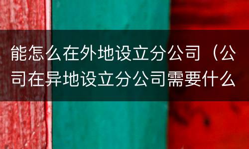 能怎么在外地设立分公司（公司在异地设立分公司需要什么）