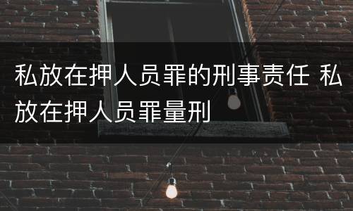 私放在押人员罪的刑事责任 私放在押人员罪量刑
