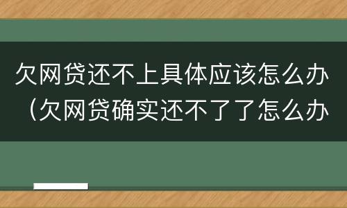 欠网贷还不上具体应该怎么办（欠网贷确实还不了了怎么办）