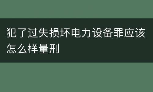 犯了过失损坏电力设备罪应该怎么样量刑