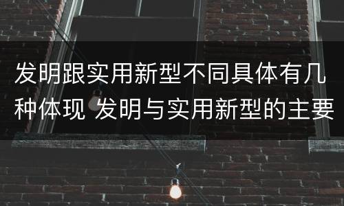 发明跟实用新型不同具体有几种体现 发明与实用新型的主要区别