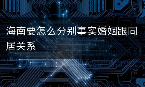 海南要怎么分别事实婚姻跟同居关系