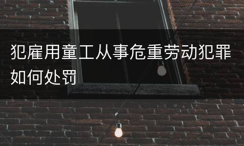 犯雇用童工从事危重劳动犯罪如何处罚