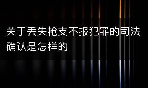 关于丢失枪支不报犯罪的司法确认是怎样的