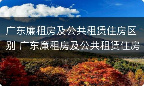 广东廉租房及公共租赁住房区别 广东廉租房及公共租赁住房区别是什么