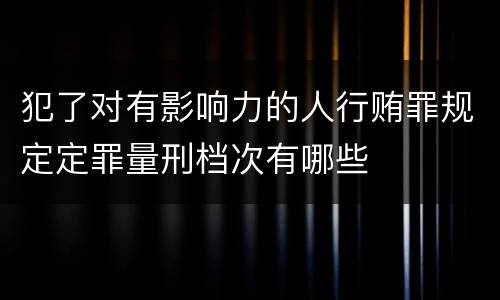 犯了对有影响力的人行贿罪规定定罪量刑档次有哪些