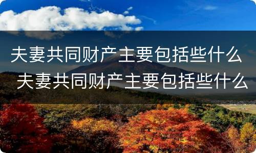 夫妻共同财产主要包括些什么 夫妻共同财产主要包括些什么内容