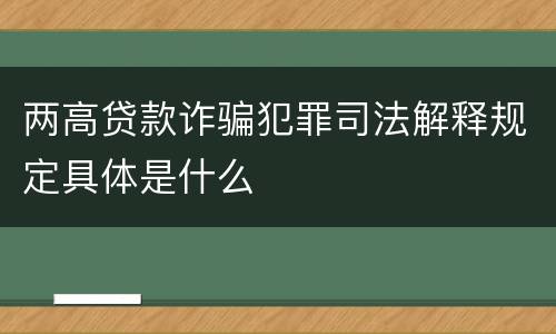 两高贷款诈骗犯罪司法解释规定具体是什么