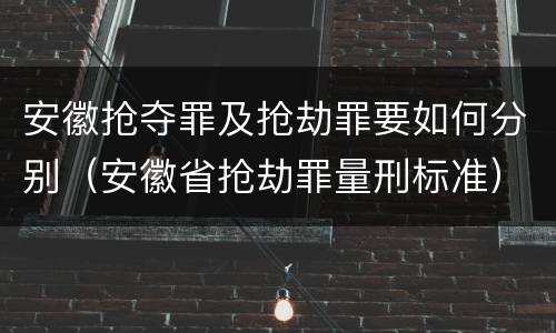 安徽抢夺罪及抢劫罪要如何分别（安徽省抢劫罪量刑标准）