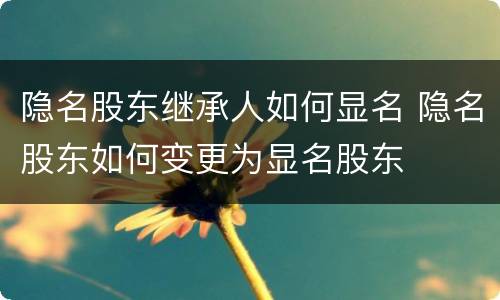 隐名股东继承人如何显名 隐名股东如何变更为显名股东