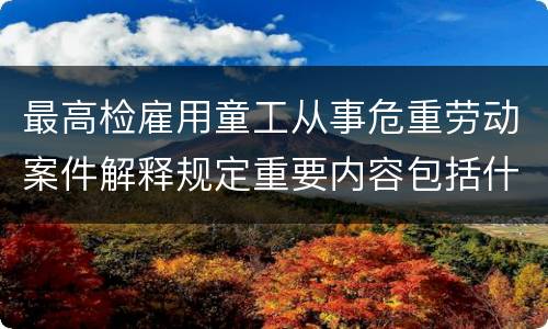 最高检雇用童工从事危重劳动案件解释规定重要内容包括什么