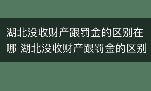 湖北没收财产跟罚金的区别在哪 湖北没收财产跟罚金的区别在哪查
