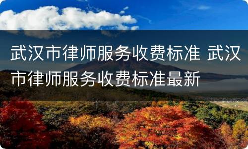 武汉市律师服务收费标准 武汉市律师服务收费标准最新