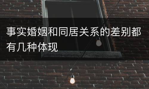 事实婚姻和同居关系的差别都有几种体现