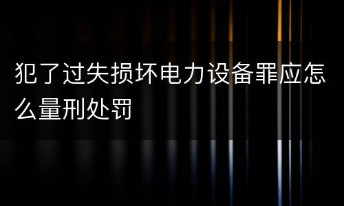 犯了过失损坏电力设备罪应怎么量刑处罚