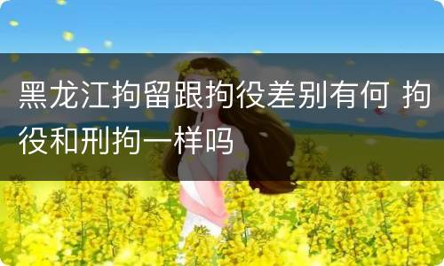 黑龙江拘留跟拘役差别有何 拘役和刑拘一样吗