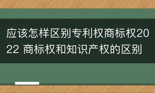 应该怎样区别专利权商标权2022 商标权和知识产权的区别