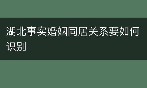 湖北事实婚姻同居关系要如何识别