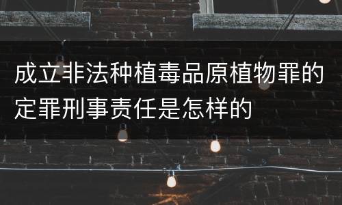 成立非法种植毒品原植物罪的定罪刑事责任是怎样的