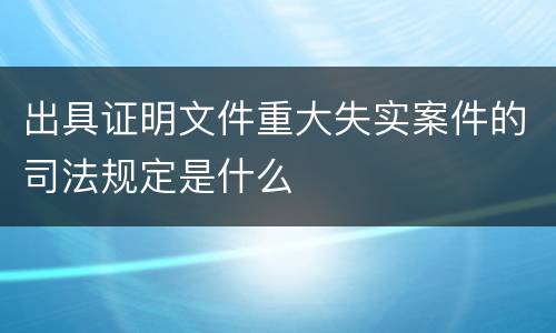 出具证明文件重大失实案件的司法规定是什么