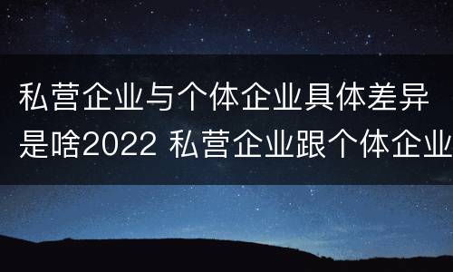私营企业与个体企业具体差异是啥2022 私营企业跟个体企业的区别
