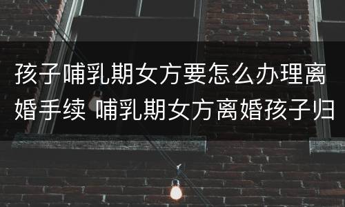 孩子哺乳期女方要怎么办理离婚手续 哺乳期女方离婚孩子归谁抚养