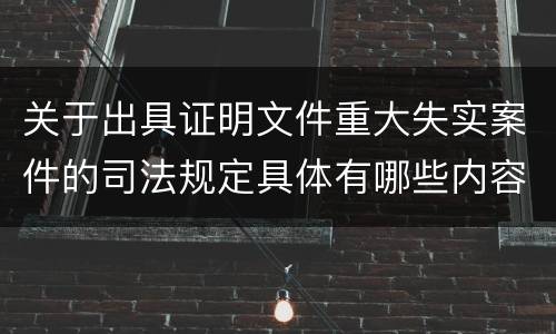 关于出具证明文件重大失实案件的司法规定具体有哪些内容